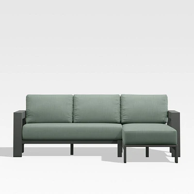 Walker 2-Piece Right Arm Chaise Metal Outdoor Sectional with Canvas Spa Blue Sunbrella ® Cushions
