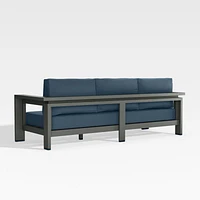 Walker 90" Metal Outdoor Sofa with Cast Harbor Blue Sunbrella ® Cushions