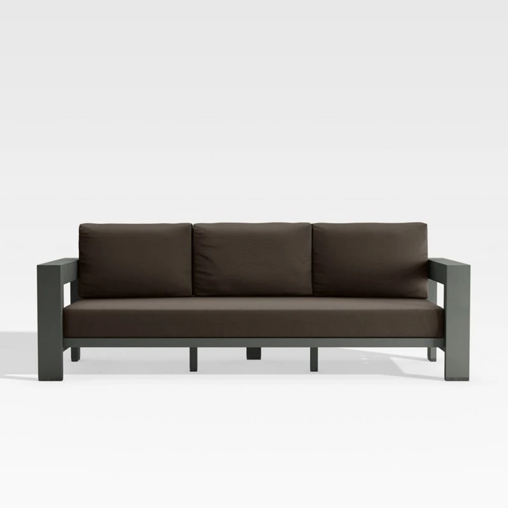 Walker 90" Metal Outdoor Sofa with Canvas Java Brown Sunbrella ® Cushions