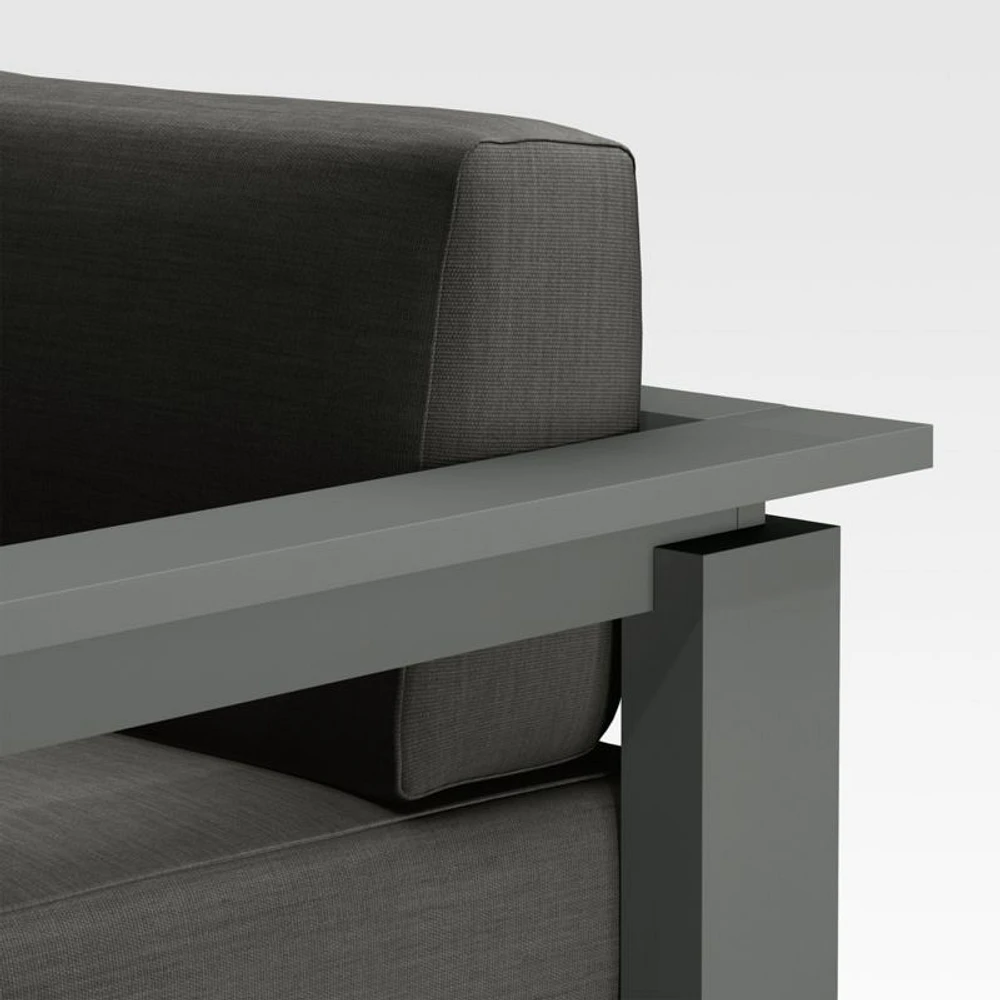 Walker Metal Outdoor Swivel Lounge Chair with Cast Charcoal Grey Sunbrella ® Cushions