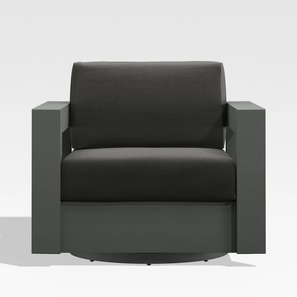 Walker Metal Outdoor Swivel Lounge Chair with Cast Charcoal Grey Sunbrella ® Cushions