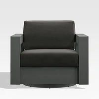 Walker Metal Outdoor Swivel Lounge Chair with Cast Charcoal Grey Sunbrella ® Cushions