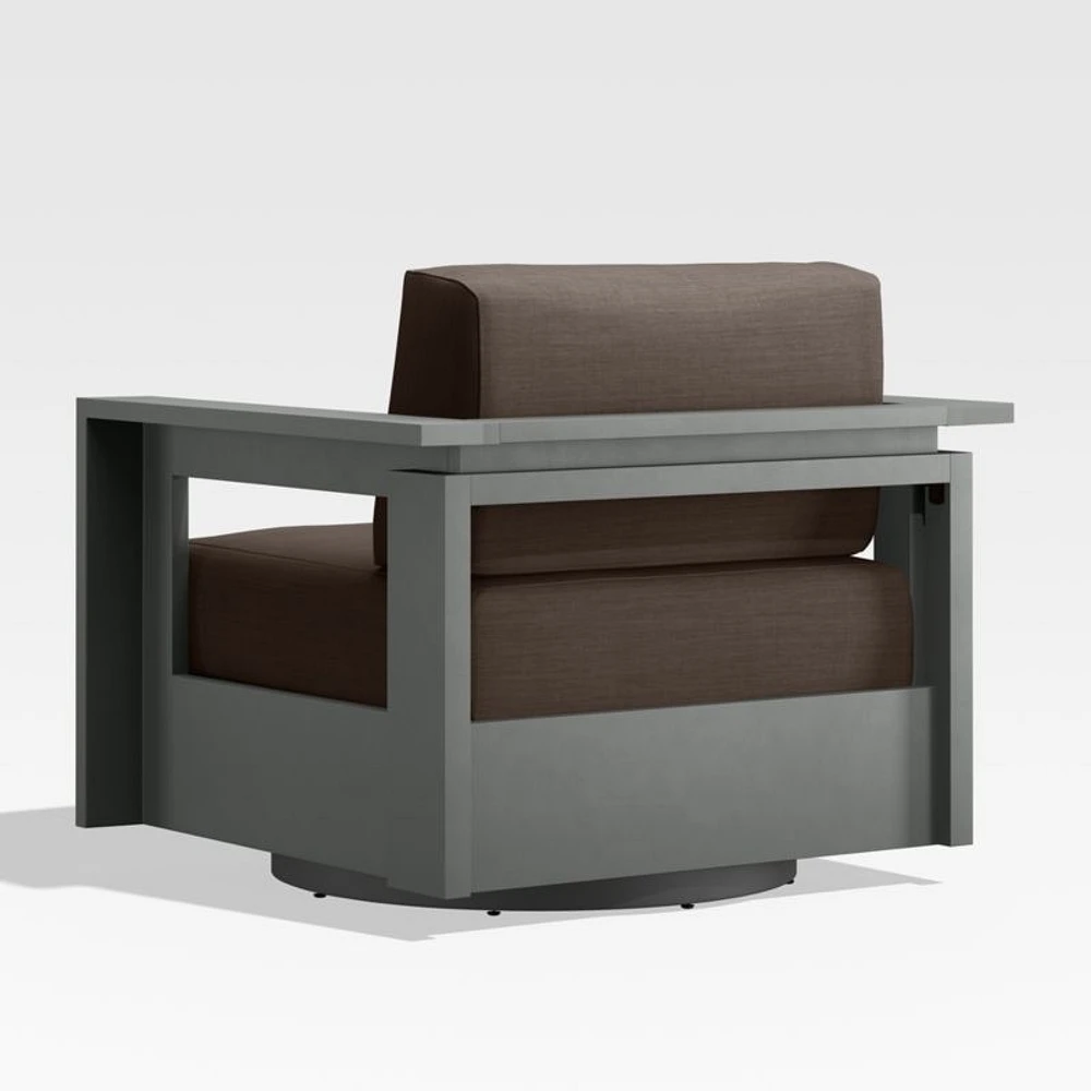 Walker Metal Outdoor Swivel Lounge Chair with Canvas Java Brown Sunbrella ® Cushions