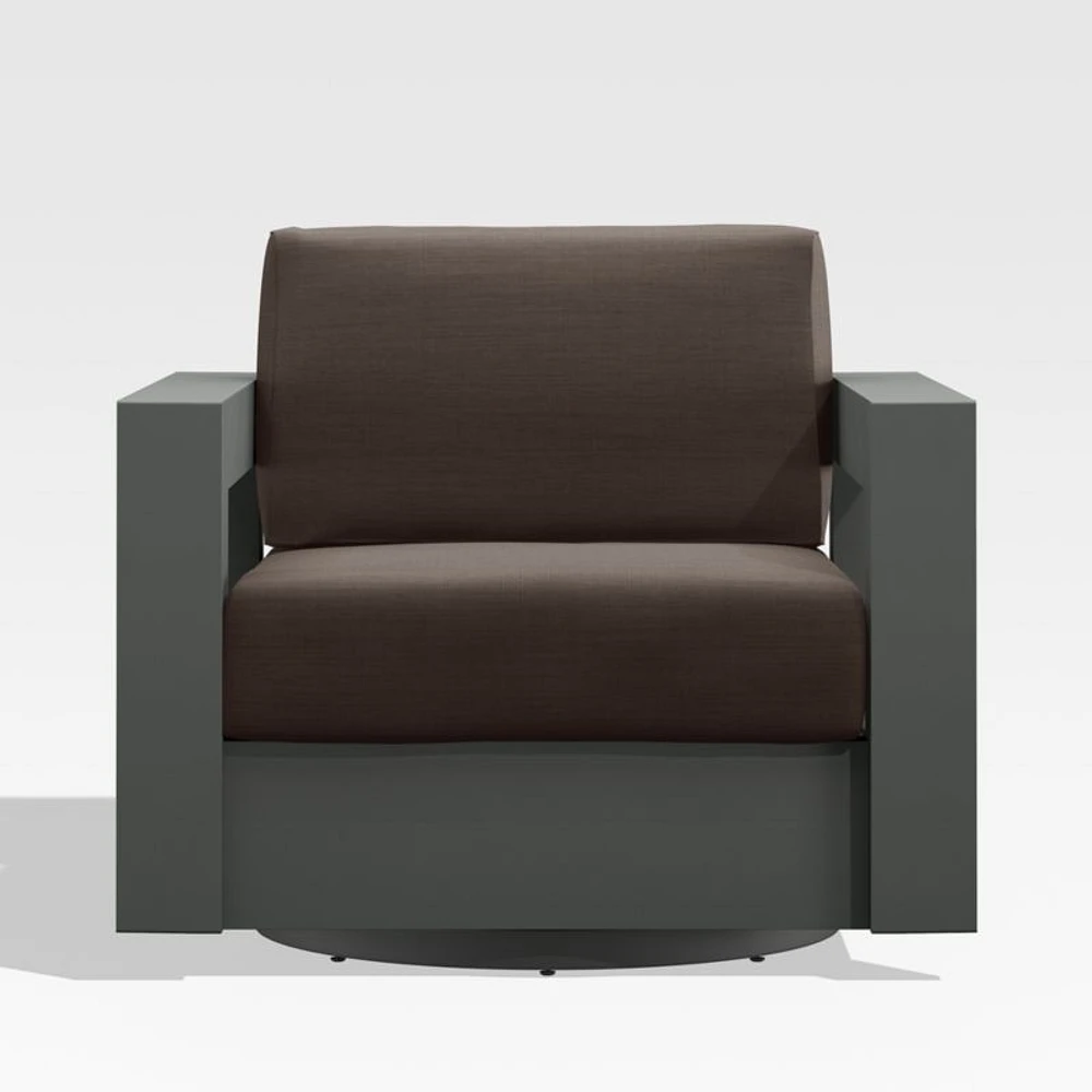Walker Metal Outdoor Swivel Lounge Chair with Canvas Java Brown Sunbrella ® Cushions