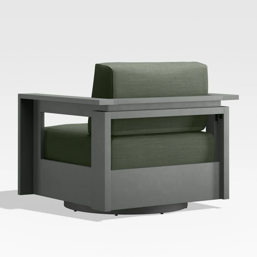 Walker Metal Outdoor Swivel Lounge Chair with Cast Sage Green Sunbrella ® Cushions
