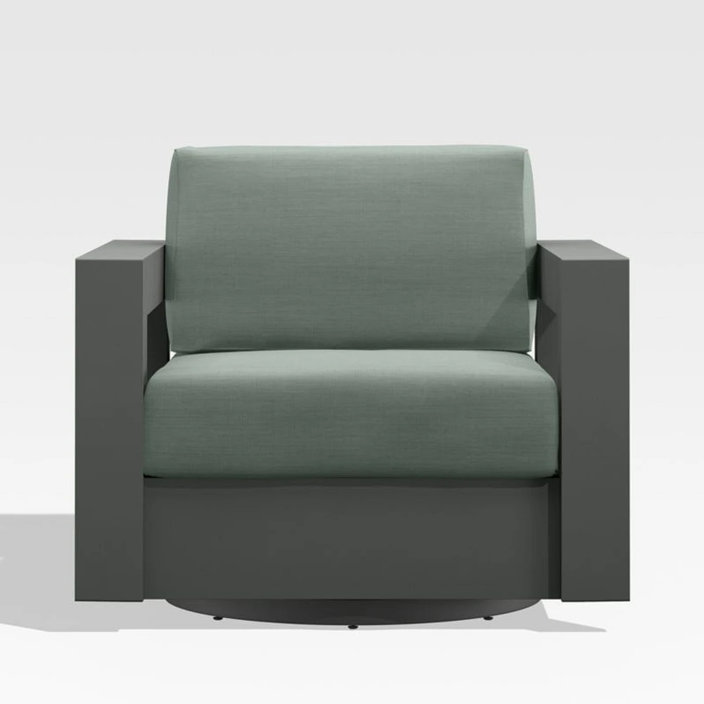 Walker Metal Outdoor Swivel Lounge Chair with Canvas Spa Blue Sunbrella ® Cushions