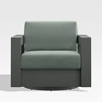 Walker Metal Outdoor Swivel Lounge Chair with Canvas Spa Blue Sunbrella ® Cushions
