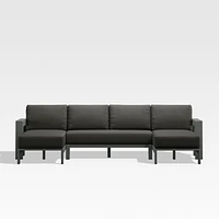 Walker Metal Double-Chaise Outdoor Sectional Sofa with Cast Charcoal Grey Sunbrella ® Cushions