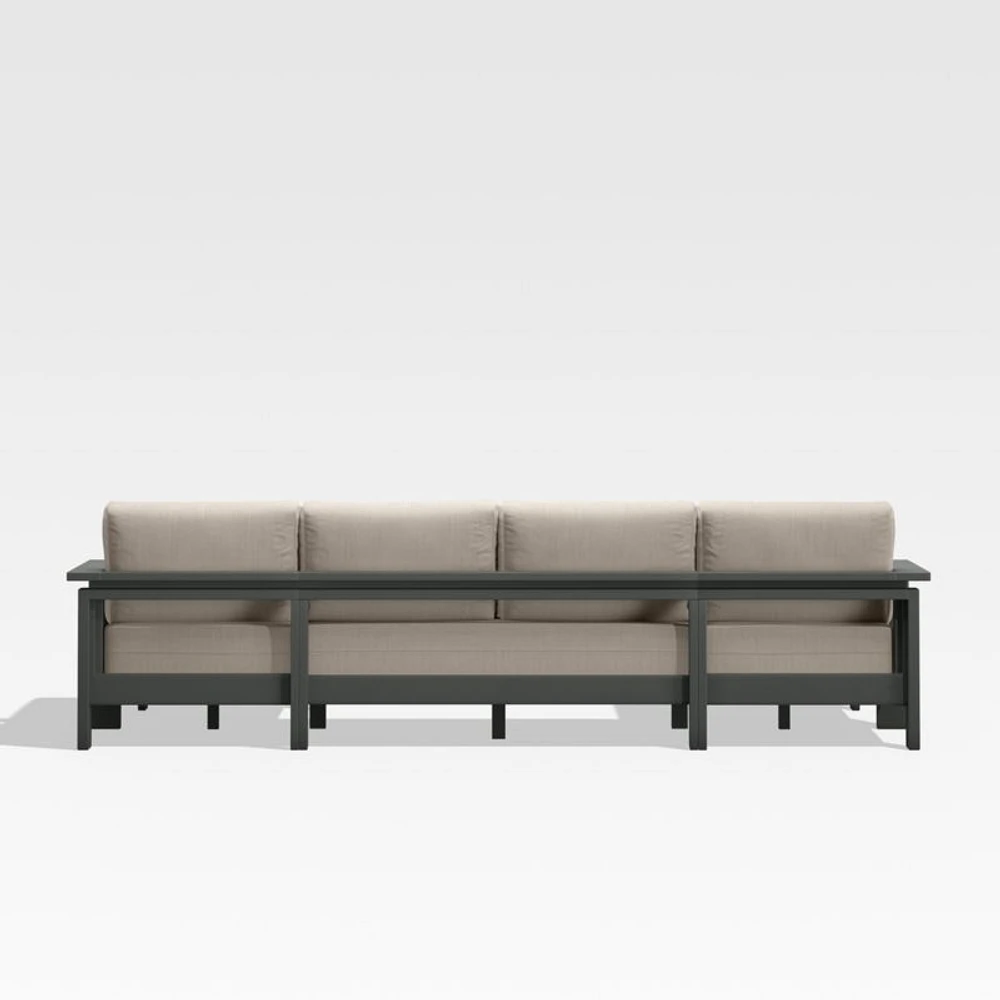 Walker Metal Double-Chaise Outdoor Sectional Sofa with Canvas Flax Beige Sunbrella ® Cushions