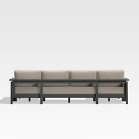 Walker Metal Double-Chaise Outdoor Sectional Sofa with Canvas Flax Beige Sunbrella ® Cushions
