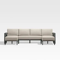 Walker Metal Double-Chaise Outdoor Sectional Sofa with Canvas Flax Beige Sunbrella ® Cushions
