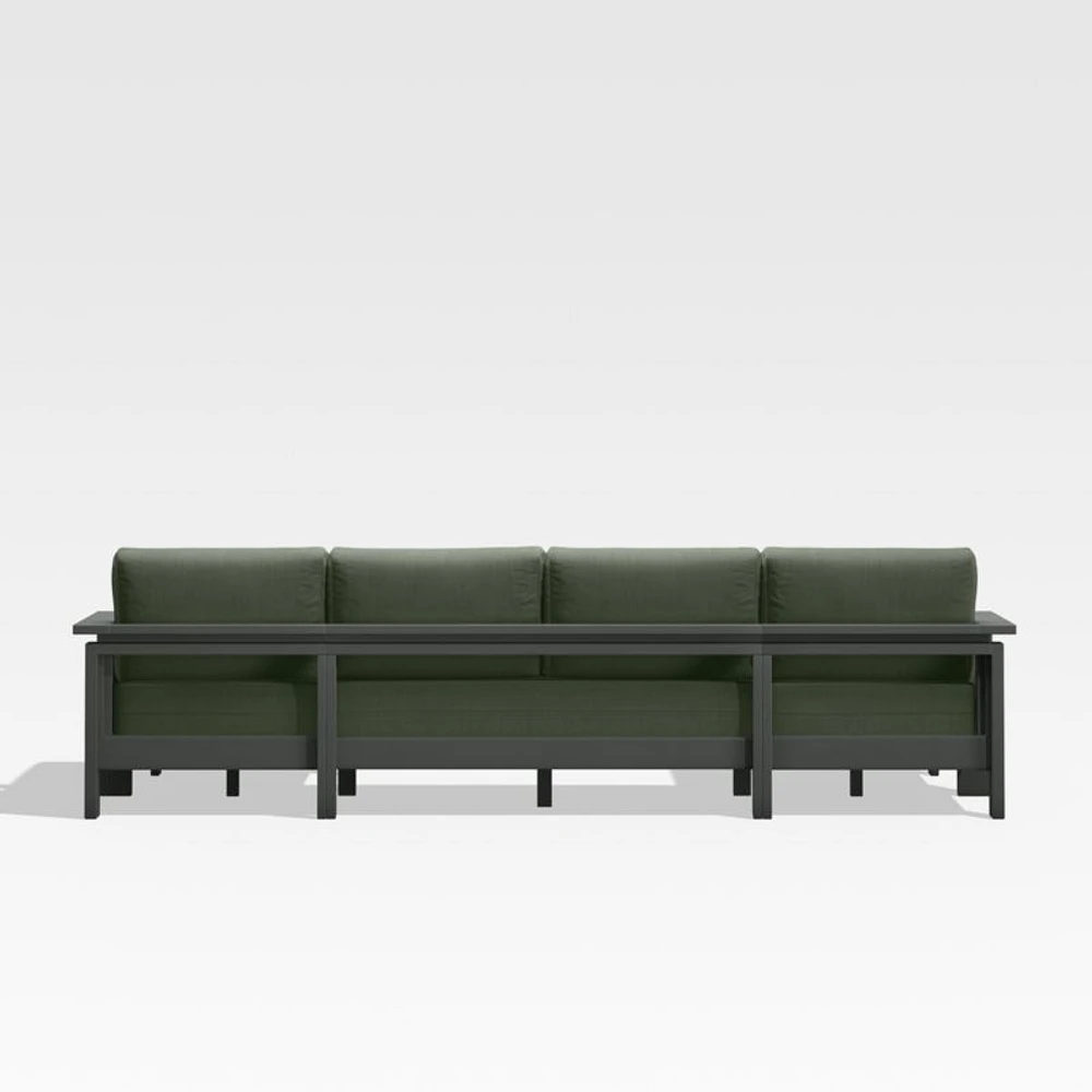 Walker Metal Double-Chaise Outdoor Sectional Sofa with Cast Sage Green Sunbrella ® Cushions