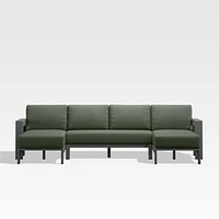 Walker Metal Double-Chaise Outdoor Sectional Sofa with Cast Sage Green Sunbrella ® Cushions