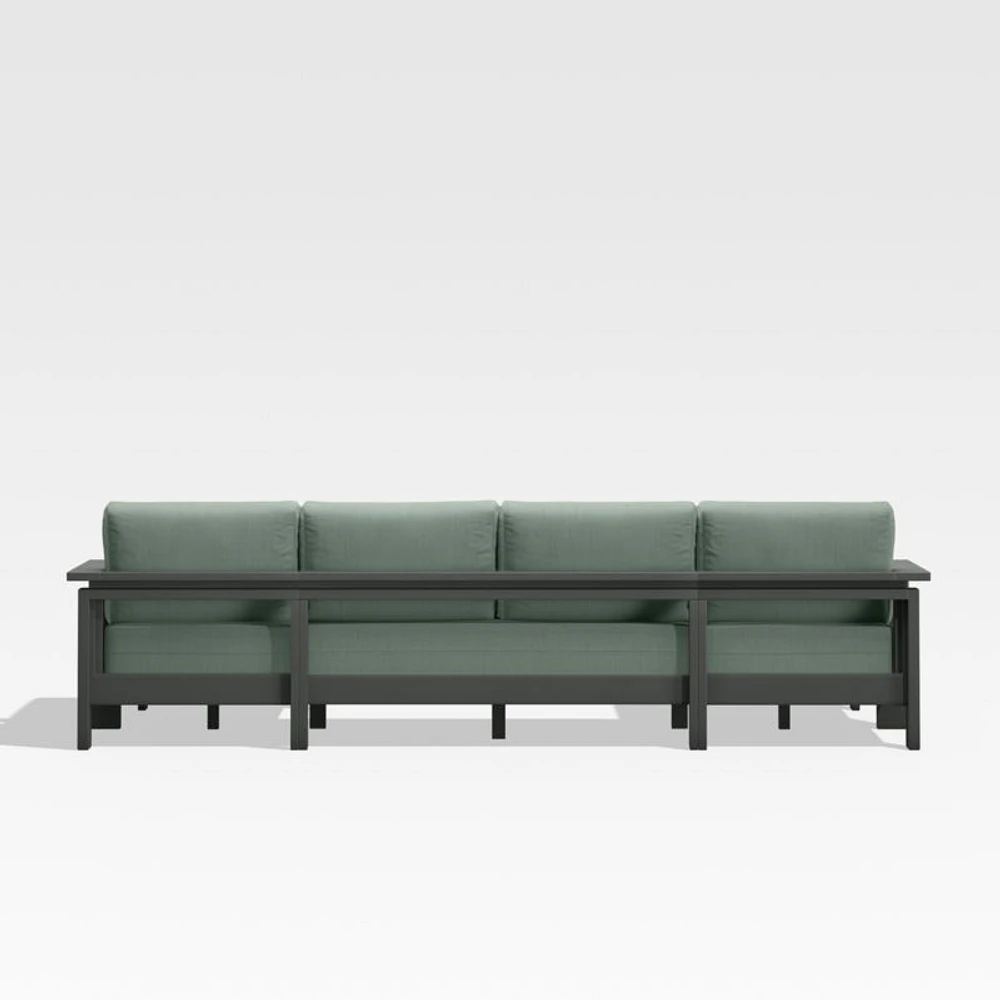 Walker Metal Double-Chaise Outdoor Sectional Sofa with Canvas Spa Blue Sunbrella ® Cushions