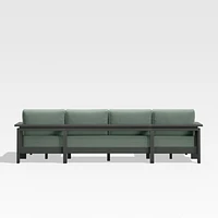 Walker Metal Double-Chaise Outdoor Sectional Sofa with Canvas Spa Blue Sunbrella ® Cushions