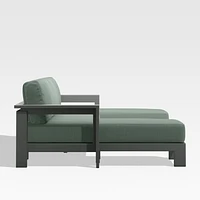 Walker Metal Double-Chaise Outdoor Sectional Sofa with Canvas Spa Blue Sunbrella ® Cushions