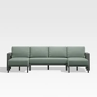 Walker Metal Double-Chaise Outdoor Sectional Sofa with Canvas Spa Blue Sunbrella ® Cushions