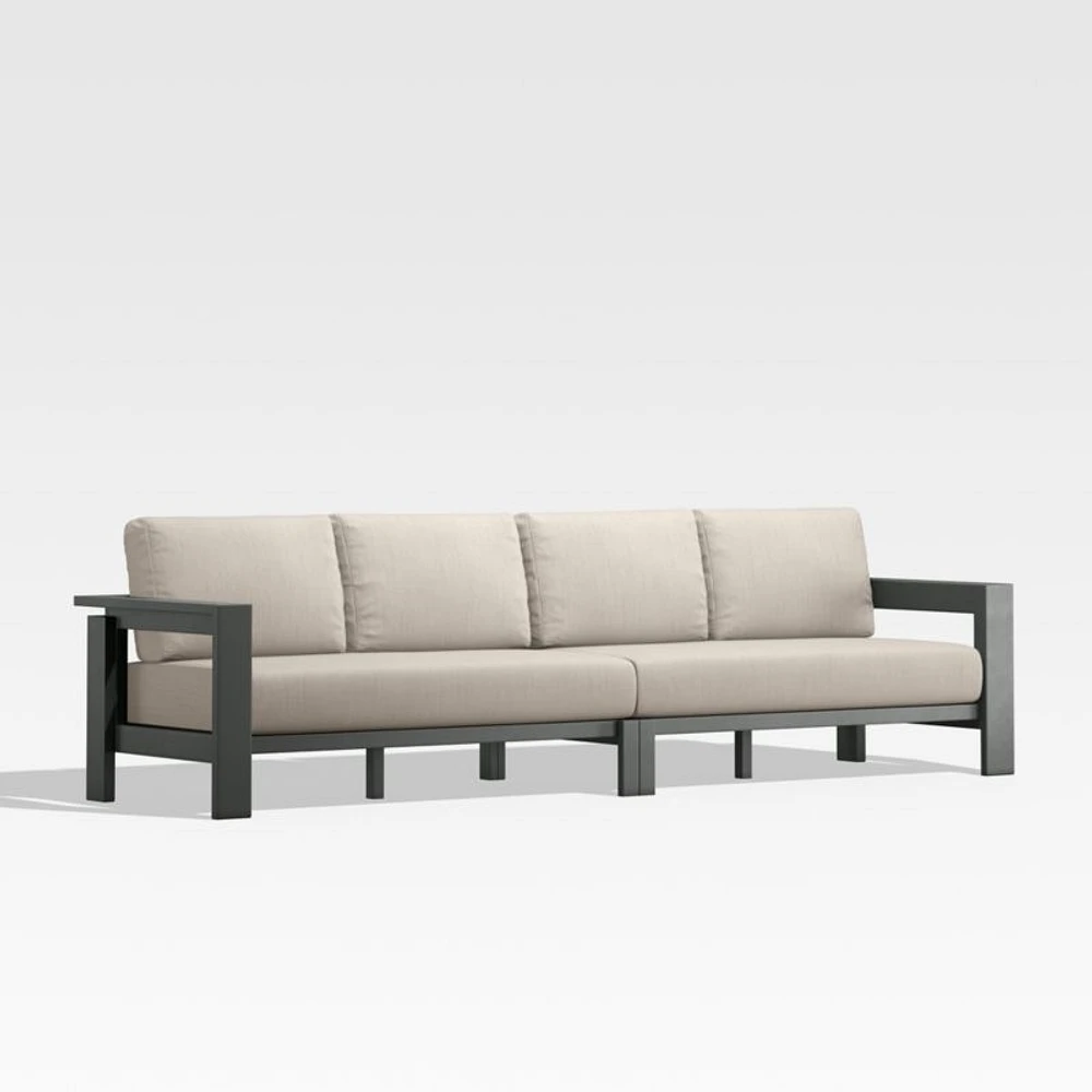 Walker 117" 2-Piece Metal Sectional Sofa with Canvas Flax Beige Sunbrella ® Cushions