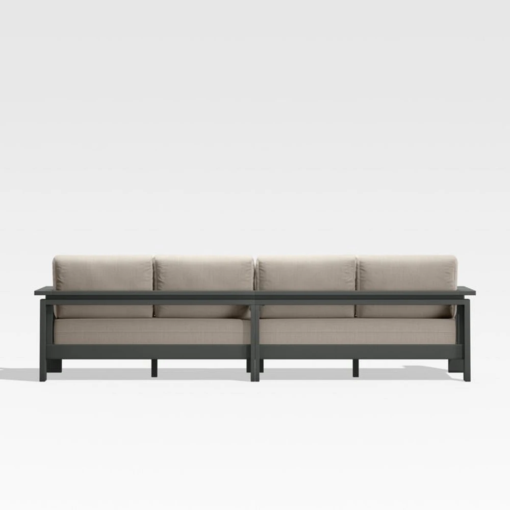 Walker 117" 2-Piece Metal Sectional Sofa with Canvas Flax Beige Sunbrella ® Cushions