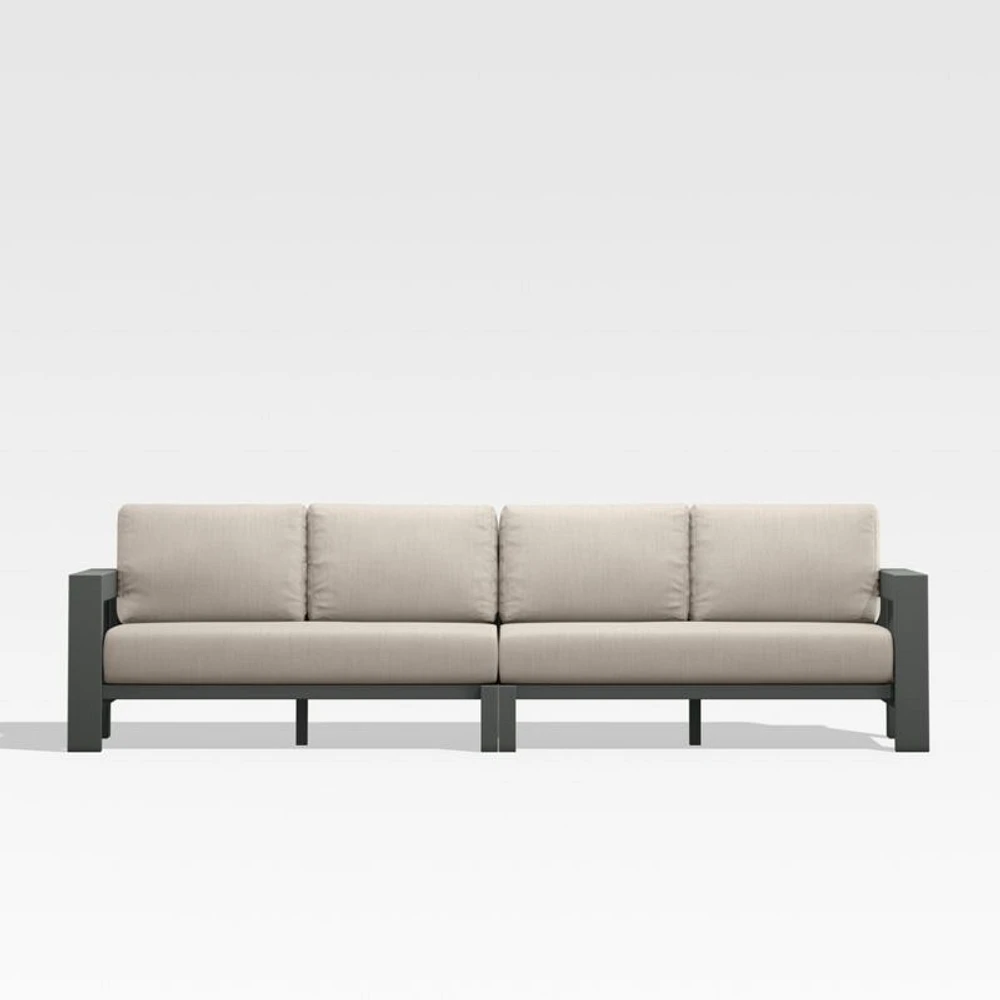Walker 117" 2-Piece Metal Sectional Sofa with Canvas Flax Beige Sunbrella ® Cushions