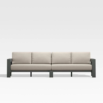 Walker 117" 2-Piece Metal Sectional Sofa with Canvas Flax Beige Sunbrella ® Cushions