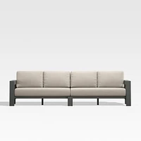 Walker 117" 2-Piece Metal Sectional Sofa with Canvas Flax Beige Sunbrella ® Cushions