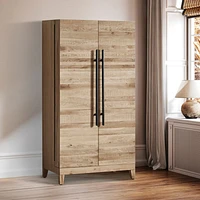 Wallace Large Oak Wood Bar Cabinet