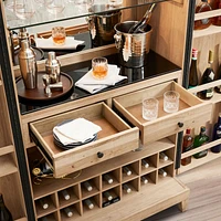 Wallace Large Oak Wood Bar Cabinet