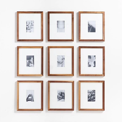 9-Piece Walnut Wood 4x6 Gallery Wall Frame Set