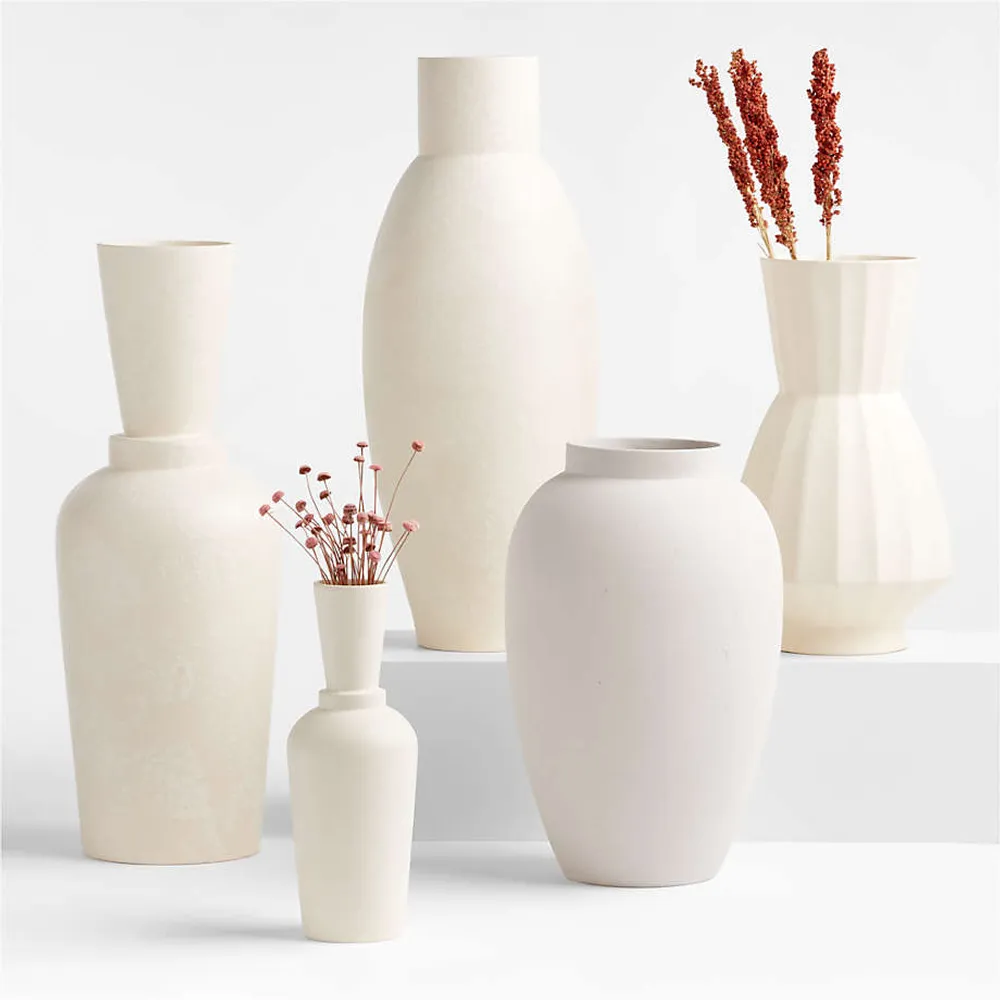 Crate&Barrel Warrick Ribbed White Vase 13