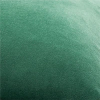 Green 20"x20" Washed Organic Cotton Velvet Throw Pillow with Feather Insert