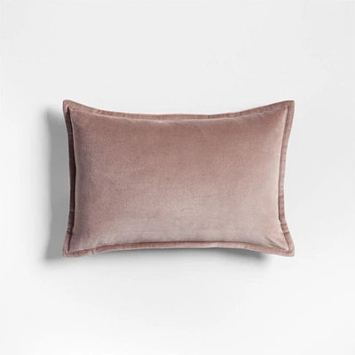 Organic Washed Cotton Velvet 18"x12" Moody Mauve Throw Pillow Cover