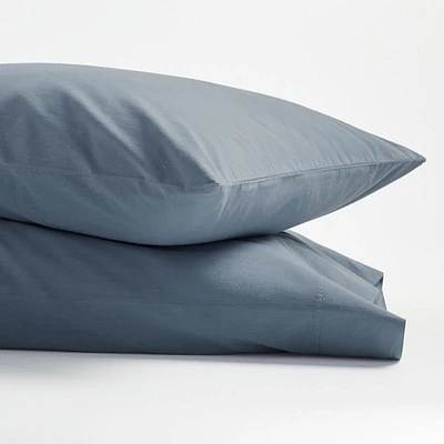 Organic Cotton Blue King Pillowcases, Set of 2