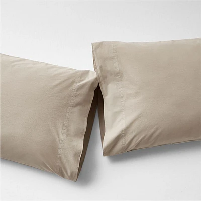 Favorite Washed Organic Cotton Sand Beige King Pillowcases, Set of 2