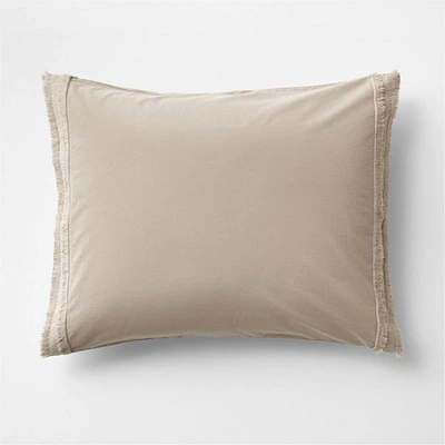 Favorite Washed Organic Cotton Sand Beige Eyelash Standard Bed Pillow Sham