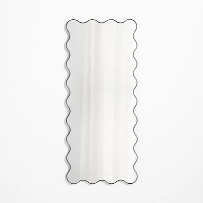 Waveland Black Metal Full-Length Scalloped Wavy Wall Mirror