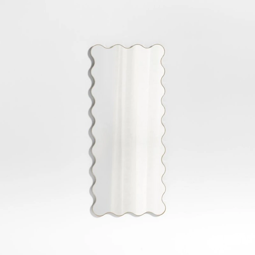 Waveland Brass Metal Full-Length Scalloped Wavy Wall Mirror