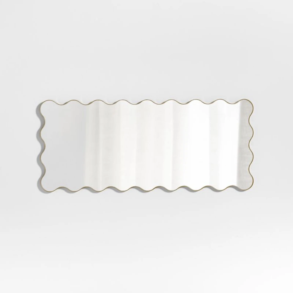 Waveland Brass Metal Full-Length Scalloped Wavy Wall Mirror