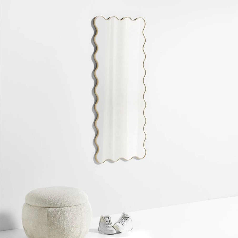 Waveland Brass Metal Full-Length Scalloped Wavy Wall Mirror