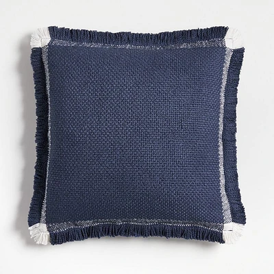 Weekend Deep Indigo Blue Organic Cotton 23x23 Throw Pillow Cover