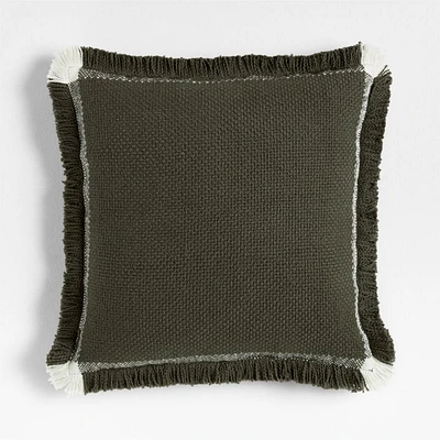Weekend Burnt Green Organic Cotton 23x23 Throw Pillow Cover