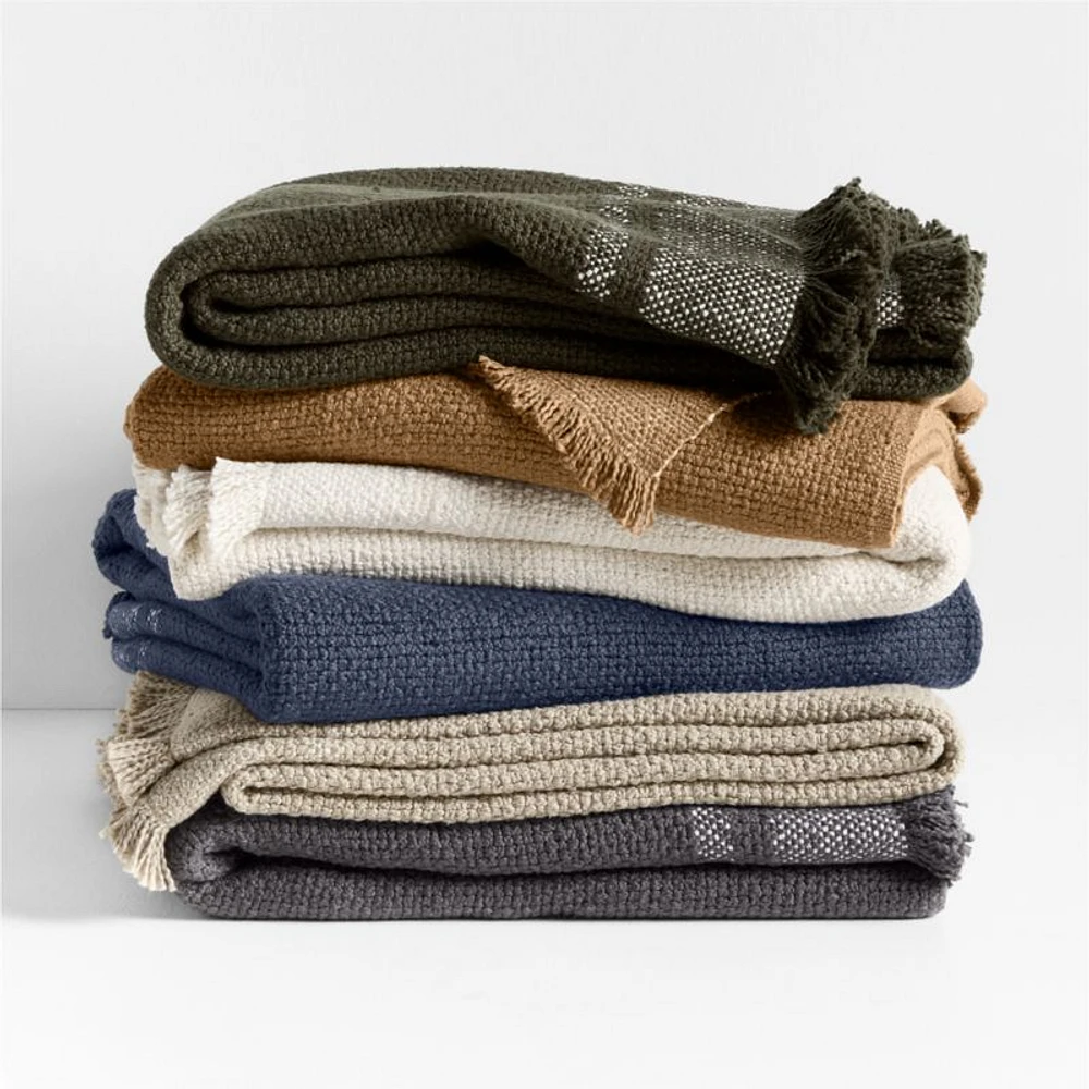 Weekend Burnt Green Organic Cotton 70"x55" Throw Blanket