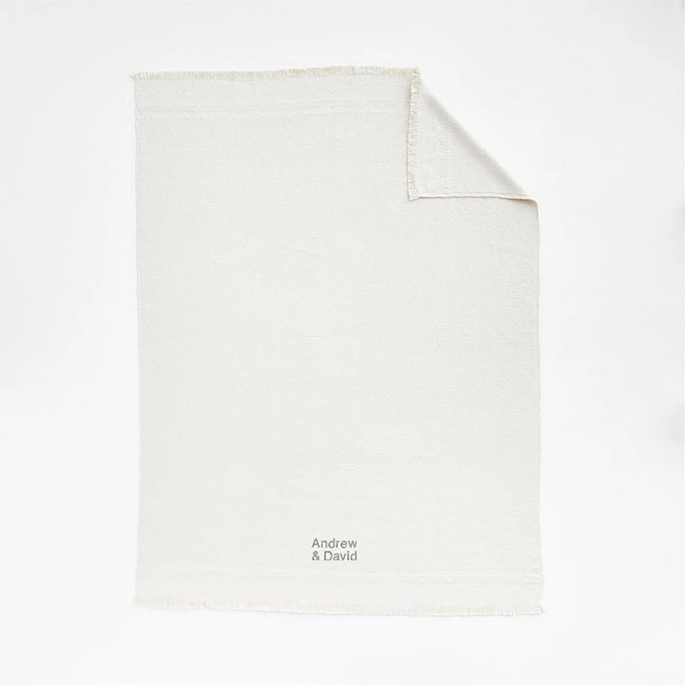 Weekend Arctic Ivory Organic Cotton 70"x55" Fringe Throw Blanket