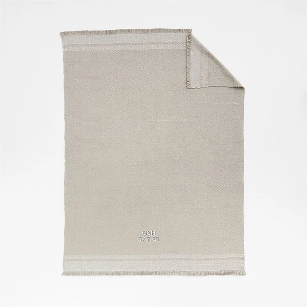 Weekend Sand Beige Organic Cotton 70"x55" Fringe Throw Blanket