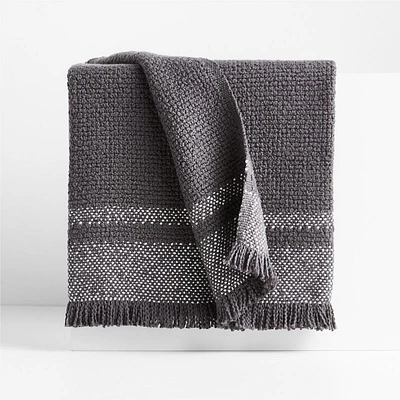 Weekend Storm Grey Organic Cotton 70"x55" Fringe Throw Blanket