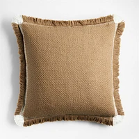Weekend Camel Brown Organic Cotton Stripe 23x23 Throw Pillow Cover