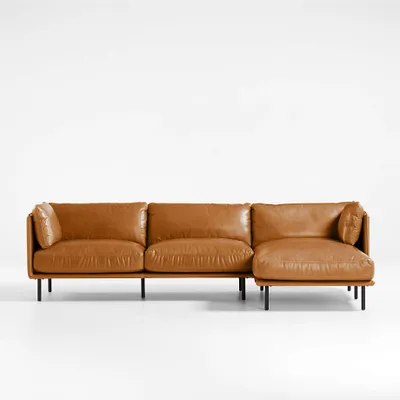 Wells Leather 2-Piece Chaise Sectional Sofa