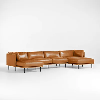 Wells Leather -Piece U-Shaped Sectional Sofa