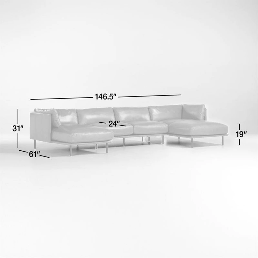 Wells Leather -Piece U-Shaped Sectional Sofa