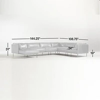 Wells Cayenne Leather 4-Piece U-Shaped Sectional Sofa